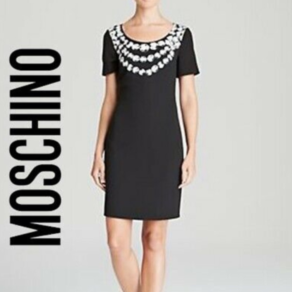 Moschino Rock Stone Chain Graphic Black Dress